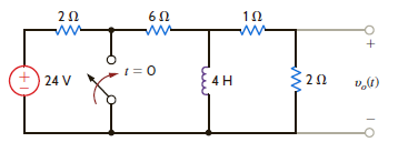Find v o ( t ) for t 0 in the network shown in Fig. P14.50.   Figure P14.50<div style=padding-top: 35px> 