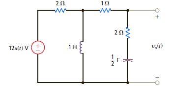 For the network shown in Fig. P14.65, determine the value of the output voltage as t .   Figure P14.65<div style=padding-top: 35px> 