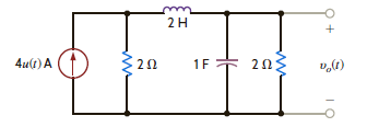 Determine the initial and final values of the voltage v o ( t ) in the network in Fig. P14.66.   Figure P14.66<div style=padding-top: 35px> 