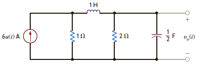 Given the network in Fig. P14.67, determine the value of the output voltage as t .   Figure P14.67<div style=padding-top: 35px> 