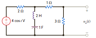 Find the steady-state response v o ( t ) in the network shown in Fig. P14.81.   Figure P14.81<div style=padding-top: 35px> 