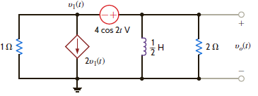 Determine the steady-state response v o ( t ) for the network in Fig. P14.83.   Figure P14.83<div style=padding-top: 35px> 