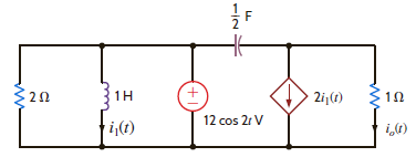 Determine the steady-state response i o ( t ) for the network in Fig. P14.88.     Figure P14.88