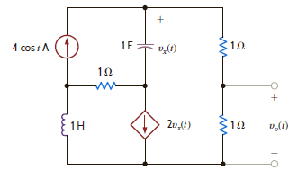 Find the steady-state response v o ( t ), t 0, in the network in Fig. P14.89.   Figure P14.89<div style=padding-top: 35px> 