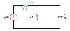 Determine the expression for the steady-state current i ( t ) in Fig. E15.12 if the input voltage v S ( t ) is given by the expression     Figure E15.12<div style=padding-top: 35px> 