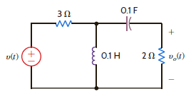 Use the transform technique to find v o ( t ) in Fig. E15.18 if u ( t ) = 15 cos 10 t V.   Figure E15.18<div style=padding-top: 35px> 