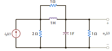 Determine v o ( t ) in the circuit shown in Fig. P15.58 using the Fourier transform if the input signal is i s ( t ) = ( e 2 t + cos t ) u ( t ) A.   Figure P15.58<div style=padding-top: 35px> 