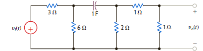 Use the transform technique to find v o ( t ) in the network in Fig. P15.60 if (a) v i ( t ) = 4 e t u (t) V and (b) v i ( t ) = 4( e 2 t + 2 e 4 t ) u ( t ) V.   Figure P15.60<div style=padding-top: 35px> 