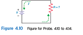 In Probs. 4.10 to 4.14, solve for the resistance, R , when V and I are known. As a visual aid, it may be helpful to insert the values of V and I into Fig. 4-10 when solving for R. a. V = 36 V, I = 9 A, R =  b. V =240 V, I =20 A, R =  