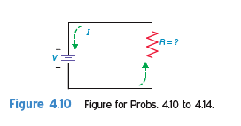 In Probs. 4.10 to 4.14, solve for the resistance, R , when V and I are known. As a visual aid, it may be helpful to insert the values of V and I into Fig. 4-10 when solving for R. If a CD player draws 1.6 A of current from a13.6-Vdc source, how much is its resistance