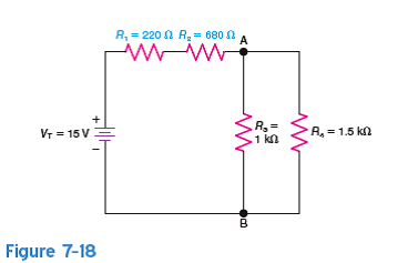 In Fig. 7-18, identify which components are in series and which ones are in parallel.
