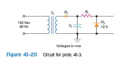 Consider the circuit of Fig. 41-20. What is the desired output If the output is a series of 60-Hzpulses across D 2 , what is the most likely problem
