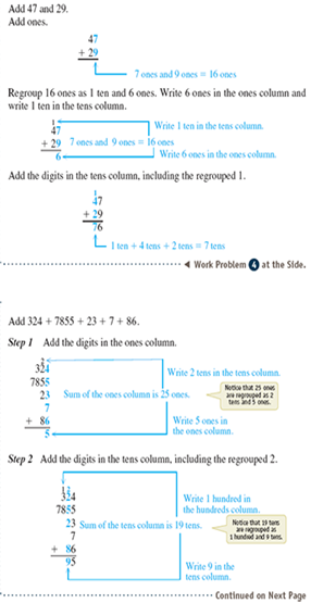 Add, regrouping as necessary. See Examples 1 and 2.      Examples 1      Examples 2    