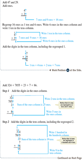 Add, regrouping as necessary. See Examples 1 and 2.      Examples 1      Examples 2    