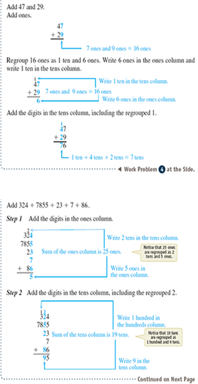 Add, regrouping as necessary. See Examples 1 and 2.      Examples 1      Examples 2    