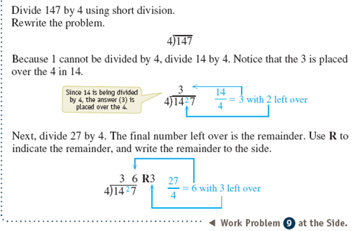 Divide by using short division. Use multiplication to check each answer. See Examples 1-3. Example 1 Example 2 Example 3