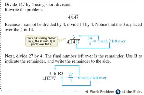 Divide by using short division. Use multiplication to check each answer. See Examples 1-3. Example 1 Example 2 Example 3