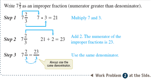 Write mixed number as an improper fraction.       