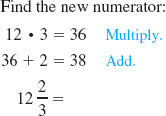 Write mixed number as an improper fraction.           