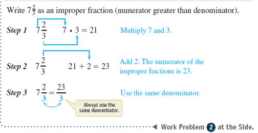 Write mixed number as an improper fraction.       