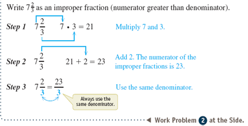 Write mixed number as an improper fraction.       