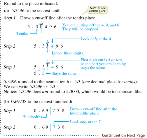 Round each number to the place indicated.                   