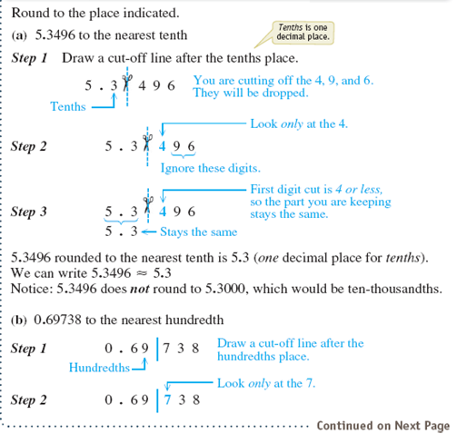 Round each number to the place indicated.                   