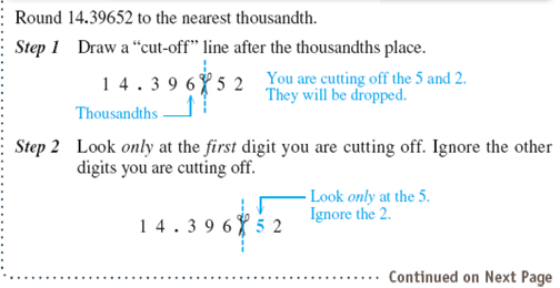 Round each number to the place indicated. 0.952 to the nearest tenth               