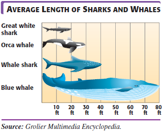 Write each ratio as a fraction in lowest terms. Change to the same units when necessary, using the table of measurement comparisons in the first section of this chapter. Use the information in the graph to answer Exercises 1-3. Which two animals' lengths give a ratio of There are several answers.