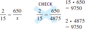 Set up and solve a proportion for each application problem. A student set up the proportion for Problem 17 this way and arrived at an answer of 4875. Because the cross products are equal, the student said the answer is correct. Is the student right Explain why or why not. About 2 out of every 15 people are left-handed. How many of the 650 students in our school would you expect to be left-handed Round to the nearest whole number.