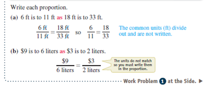 Write each proportion. See Example 1. $6 is to $9 as $10 is to $15.
