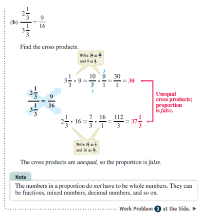 Use cross products to determine whether each proportion is true or false. Show the cross products and then circle true or false. See Example 3.