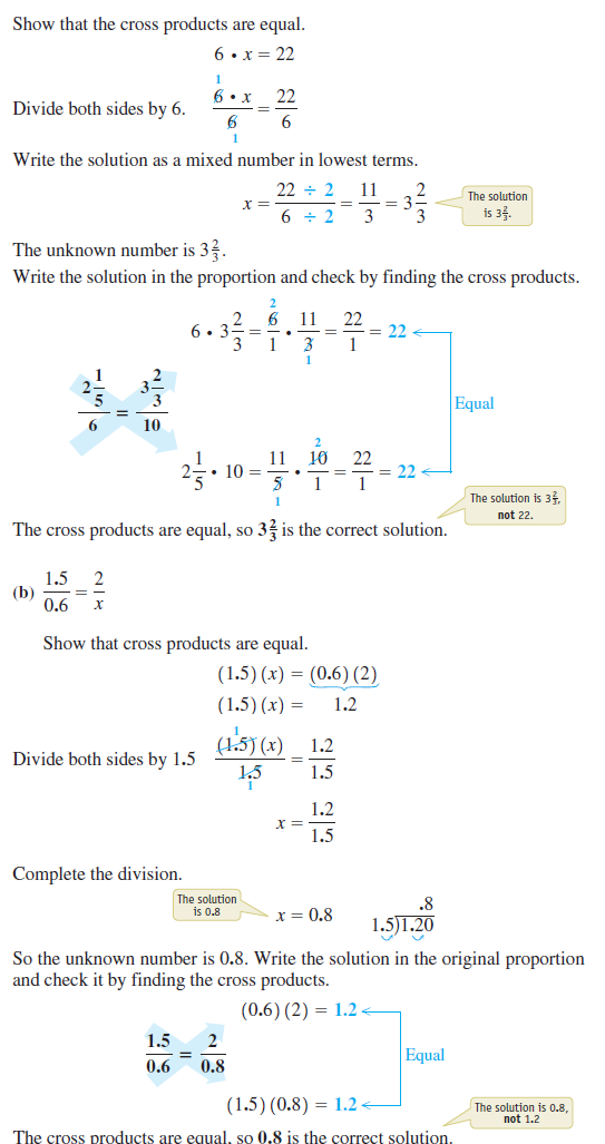 Find the unknown number in each proportion. Round your answers to hundredths, if necessary. Check your answers by finding the cross products. See Examples 1 and 2.                   