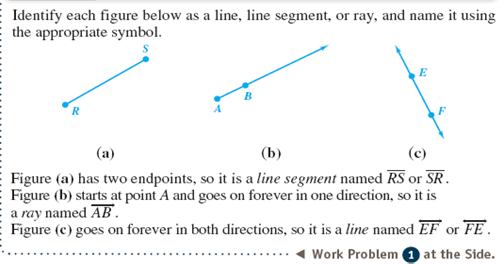 Identify the figure as a line, line segment, or ray and name it using the appropriatesymbol.       