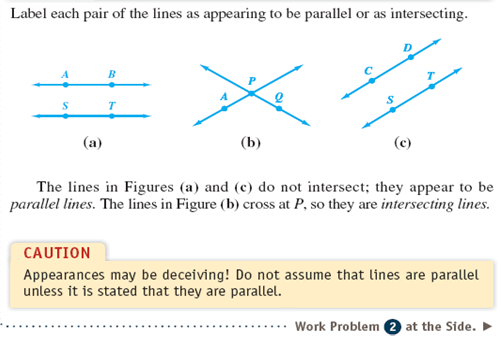 Label the pair of lines as appearing to be parallel, as perpendicular, or asintersecting.           