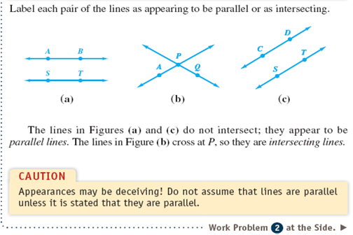 Label the pair of lines as appearing to be parallel, as perpendicular, or asintersecting.           