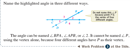 Name the highlighted angle by using the three-letter form of identification.       
