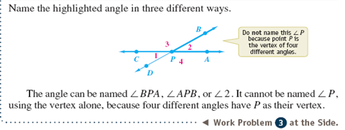 Name the highlighted angle by using the three-letter form of identification.       