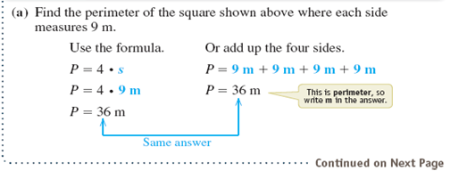 Find the perimeter and area of the rectangle or square.