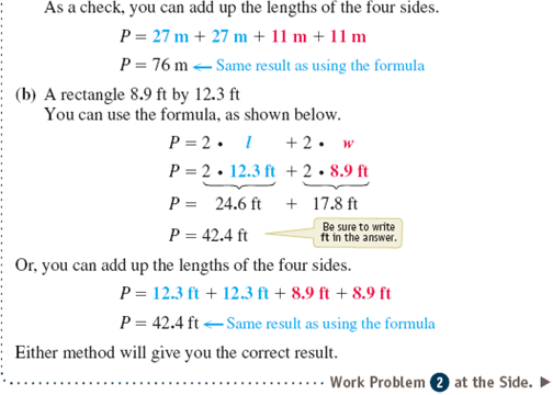 Find the perimeter and area of the rectangle or square.