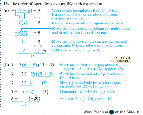 Simplify. See Examples -1 + 15 + 2 (-7)           