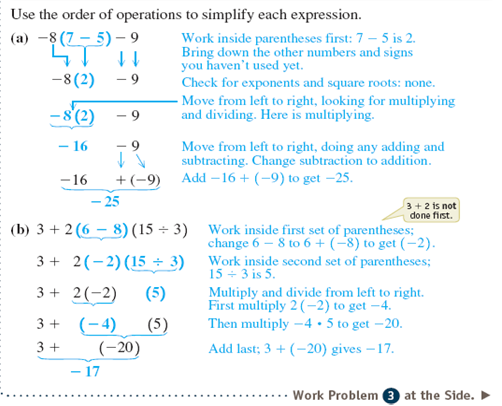 Simplify. See Examples (-4) 2 + (-3) 2 + 5           