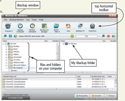 Learn How To 1: Back Up Files on an Offsite Internet Server Note: The service described in this exercise allows 15 days of free access. After that time, you may be billed automatically for service unless you cancel your service in the given time frame. Backing up files stored on your computer on another disk or computer located in a different geographical location is the ultimate safeguard for data on your computer. A good way to back up data is to use one of the services available on the Web. A leading service is found at IBackup.com. To subscribe to the IBackup service, complete the following steps: 1. Start a Web browser, type the Web address IBackup.com in the Address bar and then press the enter key. 2. When the IBackup Web page is displayed, click Signup on the top horizontal toolbar. 3. Enter your e-mail address in the E-mail Address text box and then click the Continue with Registration button to display a form (Figure). 4. Fill in the form. Select the plan you want in the Select a Storage Plan list. If you want to try the service for a short period of time before subscribing, select 5 GB 15 day Free Trial Plan. 5. To continue, you must enter credit card information. If you select the 15-day trial, your credit card will not be charged at this time, and an automatic billing at the end of 15 days will occur. After entering the required information, click the Continue button at the bottom of the page. 6. A message is displayed that confirms that you have signed up with IBackup and also provides a link for you to download the IBackup for Windows program. 7. Click the DOWNLOAD button to download the IBackup for Windows program and then follow the instructions to install the program on your computer. After establishing an account, you can use it for the time for which you subscribed. Complete the following steps to use the service: 1. Start the IBackup for Windows program. 2. Enter your user name and password and then click the Connect button to open a window containing your files, as well as the contents of your My IBackup folder (Figure). 3. To upload a file, locate the file in the left pane of the IBackup window and drag it to the right pane. The Backup Progress dialog box will be displayed while the file is uploading. The file will be placed in the My IBackup folder. 4. For further activities you can accomplish in this program for backing up your files, click the buttons on the top horizontal toolbar and experiment. Exercises Visit the IBackup Web site. Click View Demo and then follow the screen prompts to view all the services offered by IBackup. Which service is most appropriate for your home computer? Which service is most useful for the server that is used in the computer lab at your school? If you had critical data you needed to back up, would you use a service like this? Why or why not? Submit your answers to your instructor.