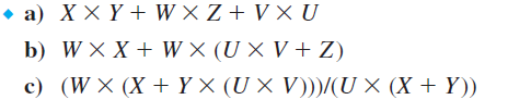 Convert the following expressions from infix to reverse Polish (postfix) notation.   