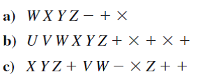 Convert the following expressions from reverse Polish notation to infix notation.   