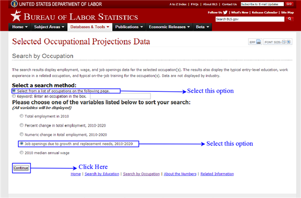 Job Prospects for IS Professionals  Type the specified link in any of the browser such as Google Chrome, Internet Explorer, Mozilla Firefox.    Click on the link given as ' Occupational Employment and Wages by Area ' and wait for the new page to open.    Now click on the link as ' Search by Occupation' and wait for the link to open a new page.    On the new page two options are given with radio buttons, choose the one written as ' Select from a list of occupations on the following page ' and the second which is written as ' Job openings due to growth and replacement needs ' and click on the button as Continue.    On the next page multiple options are provided to select one of them, select one named as ' Network and Computer System Administrators ' and click on the search button.    The result is displayed as follows for IS professionals:    As the records show that total number of vacancies between year 2010 to 2010 for all kind of occupation will be 143, 068.2 to 163, 537.1 thousands but for IS professional it will be only 347.2 to 443.8 thousands and in percentage it will be 27.8%. Job opening due to growth and replacement needs will be 155.3 thousand in the year between 2010 to 2020. Typical level entry will require only bachelor's degree and work experience required in that field would be zero.
