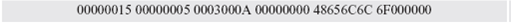 The following is a dump of a DATA chunk in hexadecimal format. a. Is this an ordered or unordered chunk? b. Is this the first, the last, the middle, or the only fragment? c. How many bytes of padding are carried by the chunk? d. What is the TSN? e. What is the SI? f. What is the SSN? g. What is the message?