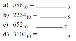 Perform the following base conversions using subtraction or division-remainder:  <div style=padding-top: 35px> 