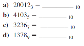 Perform the following base conversions:  <div style=padding-top: 35px> 