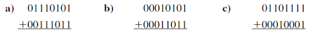 Add the following unsigned binary numbers as shown.  <div style=padding-top: 35px> 
